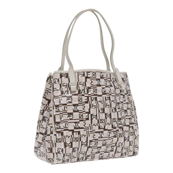 Salvatore Ferragamo Tote Bag Leather White Silver Auth 94246 - Picture 2 of 14